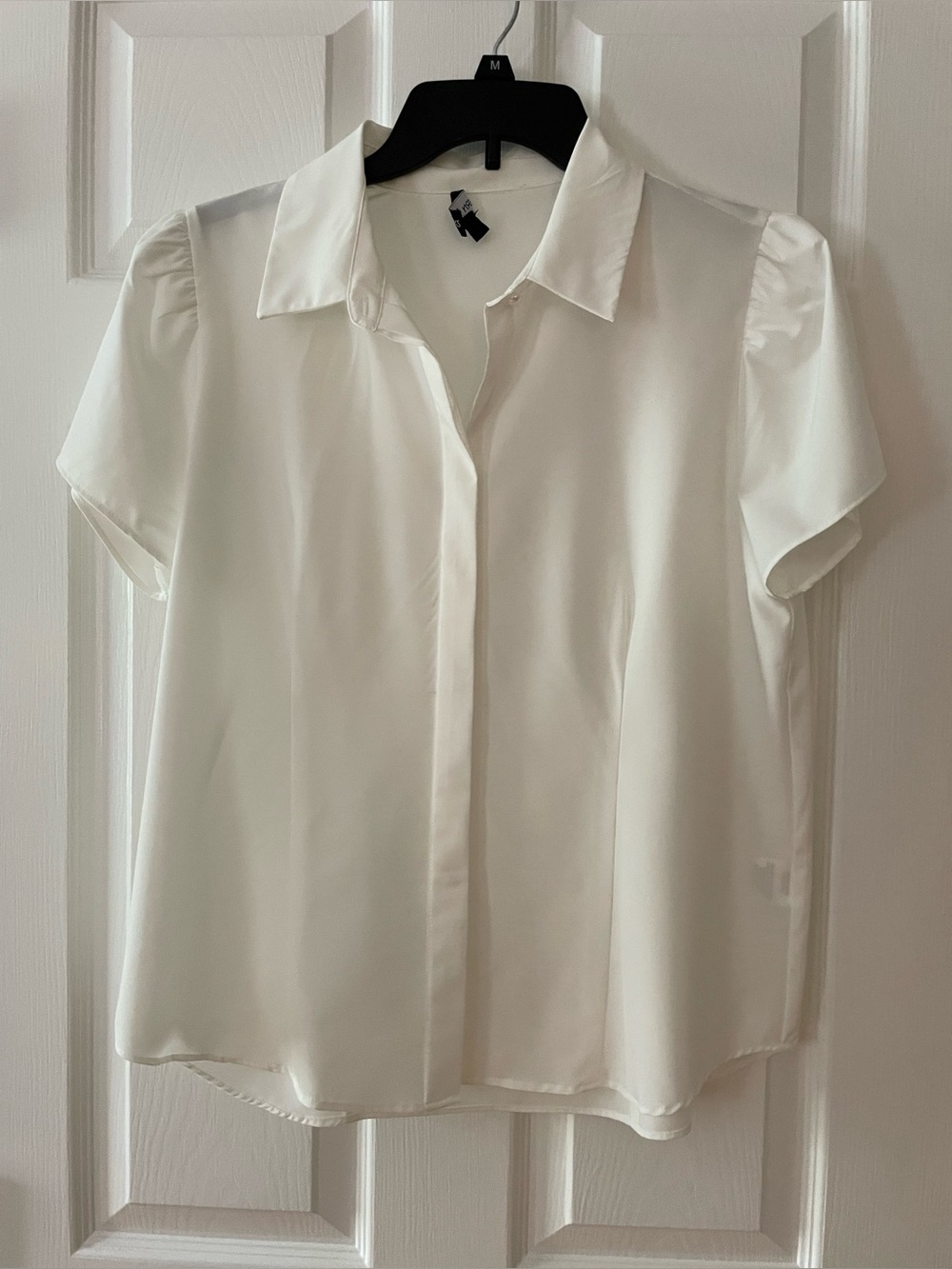 Women's Short-Sleeve Collared Blouse - White